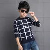 Pullover 2023 herfst winter Engeland stijl nieuwe kinderen boy plaid trui jas kinderen kleding baby jacquard cotton boys pullover 410y x0818