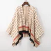 2023 suéter de inverno de outono lululemen feminino grosso de designer quente cardigan Poncho xadrez e embrulho plus size malha