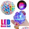 Jouet de décompression Led Glowing Grape Ball Vent Mesh Squeeze Anti- Squishy Tpr Toys Drop Delivery Gifts Nouveauté Gag Dh8M4