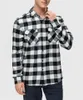 Casual shirts voor heren modeSpark geruite overhemd shirt fleece button down kraag zware gewicht lange mouw flanel winter warme corduroy gevoerd