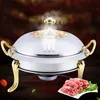 BBQ Grills Edelstahl -Topf -Set Mini Halter Temperiertes Glasdeckel Gold Silber Chafing Dish Buffet Pfanne Das Lebensmittelschale Wärmer 230817