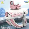 Gun Toys Huiqibao Space Electric Automatic Water Storage Gun draagbare kinderen Summer Beach Outdoor Fight Fantasy Toys For Boys Kids Game 230818