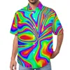 Camisas casuais de homens brilhantes camisa de férias abstrato impressão líquida havaiana mass y2k blusas de mangas curtas roupas gráficas