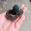 Toca de cluster natural artesanal hetiangreen masculino e feminino Ring taoísta Símbolos Jade Stone Jewelry Acessórios