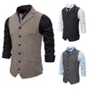 Men's Vests Autumn Business Vest Men's Clothing Male Lapel Casual Men Suit Vest With Pockets Vest Outerwear Chaleco Hombre 230817