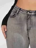 Frauen Jeans Plus Size Grey Jeans für Frauen in voller Länge Skinny Women Jeans Hohe Taille Jeans für Mutter 100 kgs waschen dehnbare Jeanshose J230818