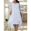 Casual Dresses European And American Spring Autumn Women's Lace Evening Dress Elegant A -line Clothing