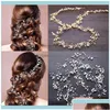 Hoofdbanden Juweliersvrouwen Pearl Pins Clips Bruids Tiaras Banden Bruidsmeisje Diamante Hair Vine Barrettes Sieraden 35 cm hoofddeksels Drop Dho9l