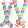 Chaussettes de femmes arc-en-ciel Stripted Out-the-Finee Stockings Féminine Femme Femme sans doigt Man Man Gant Performance Performance Gants