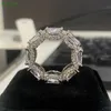 Fina smycken ringer kvinnor 14k 18k gul guld evighet bröllop ädelsten band ring rund klippt moissanitediamond ring