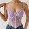 Waist Tummy Shaper Sexy Lace Steel Ring Corset Mujer Fashion 2023 Women Crop Cami Tops Sleeveless Spaghetti Strap Solid Color Camisole 2308017
