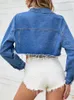 Women's Jackets Spring Women Retro Loose Hole Frayed Blue Denim Jacket Streetwear Female Single Breasted Jeans Coat Outwear