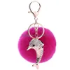 Keychains Lanyards Fashion Fur Alloy Rhinestone Cute Dolphin Cars Keychain Creative Keyring Bag Hanger Accessoires Drop levering DHG65