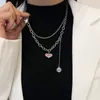 Kedjor titanium stål dubbel rosa kärlek halsband söt cool tjej design sense hip hop accessoarer tröja kedja