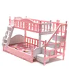 Кукольные аксессуары 1 Set Bed Girl's Play House Simulation Европейская мебельская двуспальная кровать с лестницы с игрушками для Барби Докурена DZ 230818