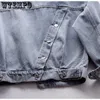 Женские куртки Wtempo Женщины с шпилиной шнурки с толчкой с длинным рукавом джинсовой пуговицы с толщиной штушкой Blue Black Jean Spring Awomm Outwear 230817