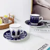 Canecas 120 ml elegantes xícaras de café China e pires de porcelana Europeu Luxo Cerâmica de Luxo Cerâmica Casa Requintada Home Alta Presente 230818