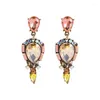 Dangle Earrings Luxury Water Droplets Gemstone Drop for Women Zinc Alloy VintageEarring