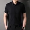 Men's Casual Shirts Nylon&Spandex For Men Short Sleeve Seamless Solid Color Summer Quality Smooth Comfortable Silky Elastic Camisas De