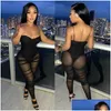 Jumpsuits voor dames rompers sexy strapless dames jumpsuit zie door pure mesh party nachtclubkleding fitness long overalls dames d dhq6s