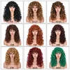 Synthetic Wigs Red Brown Curly wigs with Bangs Natural Synthetic Long Wavy Wigs for Women Afro Cosplay Daily Heat Resistant Hair Wig Annivia HKD230818