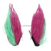 Perucas sintéticas l-email peruca cabelos sintéticos xayah cosplay wigs jogo lol star guardians cosplay longa rosa peruca verde com orelhas peruca Halloween hkd230818