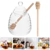 Dinnerware Sets Glass Honey Jar Pot Syrup Dispenser Jam Container Practical Convenient Home Lidded