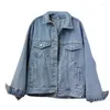 Women's Jackets Harajuku Women Rhinestones Tassels Denim Coat Loose Diamonds Beaded Fringed Jeans Jacket Bomber Cowboy Cardigan Tops Outwear