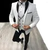 Ternos masculinos 2023 homens para casamento azul branco noivo blazer smoking jaqueta fumando 3 peça fid fit