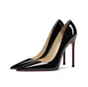 펌프 여성 신발 빨간 반짝이는 바닥 뾰족한 발가락 검은 하이힐 신발 얇은 힐 8cm 10cm 12cm 섹시 웨딩 신발 큰 크기 35-44