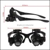 Loupes Magnifiers 1X Glasses Type Magnifying Glass 10X 15X 20X 25X Eye Jewelry Watch Repair Magnifier With 2 Led Lights New Loupe Mic Otiky