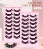 Handmade Reusable Mink Fake Eyelashes with Color Multilayer Thick Fluffy Colored Lashes Extensions Naturally Soft Wispy Full Strip Lashes DHL