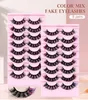 Multilayer Thick Natural Colored False Eyelashes Fluffy Wispy Handmade Reusable Curled Mink Fake Lashes with Color Full Strip Lash