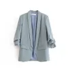 Womens Suits Blazers PB ZA Spring and Autumn Urban Leisure Versatile Candy Pleated Sleeve Blazer 230817