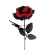 Decoratieve bloemen Kransen gesimuleerde Rose Vintage Black Knight Rose enkele simulatie Bloem Koel knappe jongen man Geschenken Happy Boys Birthday Party Decor HKD230818