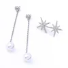 Kolczyki Dangle Masowe biżuteria cyrkon gwiazda Snowflake imitacja Perl Drope Earring dla kobiet długi łańcuch akrylowe akcesoria hurtowe