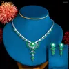 Collier Boucles d'oreilles Set Pera 2023 Summer Luxury Vintage Green Flower Crystal Wedding For Women Bridal Jewelry Party Accessoire J396