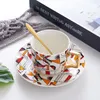 Mugs Ceramic Tea Cups And Saucer Sets geometric coffee cup plate mug cake afternoon tea set Drinkware Birthday Gift 230818