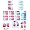 False Nails 144 PCS Nail Decals 디자인 어린이 스티커 키드 플라키 보우 가짜 팁 여자 전체 어린이