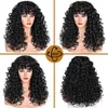 Syntetyczne peruki Czarne kręcone peruka z grzywką długie krzymówki afro peruki dla kobiet syntetyczne błonnikowe włosy do codziennego użytku impreza Halloween cosplay HKD230818