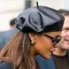 2023 New Berets Getspring Women Hat Black Sheepskin Winter Beret Match Fashion Autumn And Leather Hats