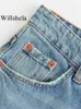 Jeans pour femmes willshela femmes mode denim solide à glissière frontale Blooders jeans pantalon vintage haute taille femelle chic pantalon j230818