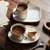 マグカップJAPANESESELE BEAROOANDカップセラミックティーカップソーサーのクリエイティブコーヒーとパンプレートレトロ古いスタイル230818