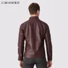 Herrjackor Caranfier Men Casual Leather Jacket dragkedjor Högkvalitativ vindtätande manlig läderrock Motorcykel Rider Businessmen Style M ~ 3XL 230816