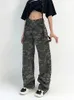 Jean décontracté pour femmes, taille haute, panneau camouflage, pantalon en Denim, ample, jambes larges, mode femme, pantalon de vadrouille, 230817