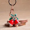 Couches classiques 9 couleurs de Noël Keychain Bell Stocking Keyring Santa Claus Père Chistmas Gift Rhingestone Enamel Key Ring