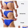 Men'S Shorts Mens 2021 Royal Blue Men Sexy Tight Low Waist Swimwear Bikini Swimsuits Thong Swim Trunks Half Pack Hip Briefs Short Dr Dh3T4