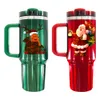 2023 most popular H2.0 flowstate 40oz Christmas gift red and Green sublimation glossy Metallic look tumbler For Custom Christmas Gift with handle and straw