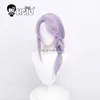 Wigs synthétiques Hythlodaeus Cosplay Wig Game Final Fantasy XIV FF14 COSPlay Fiber Wighsiu Light Purple Traided Hair HKD230818