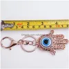 Keychains Lanyards Creative Marine Animals Rhinestone the Eye of Devil Little Turtle Keychain Female Bag Pendant Gift Drop Delivery Dhzl4